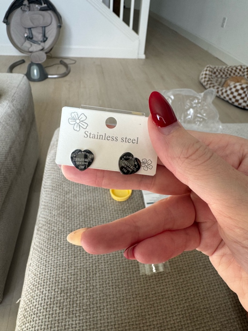 Heart Stud Earrings - Stainless Steel